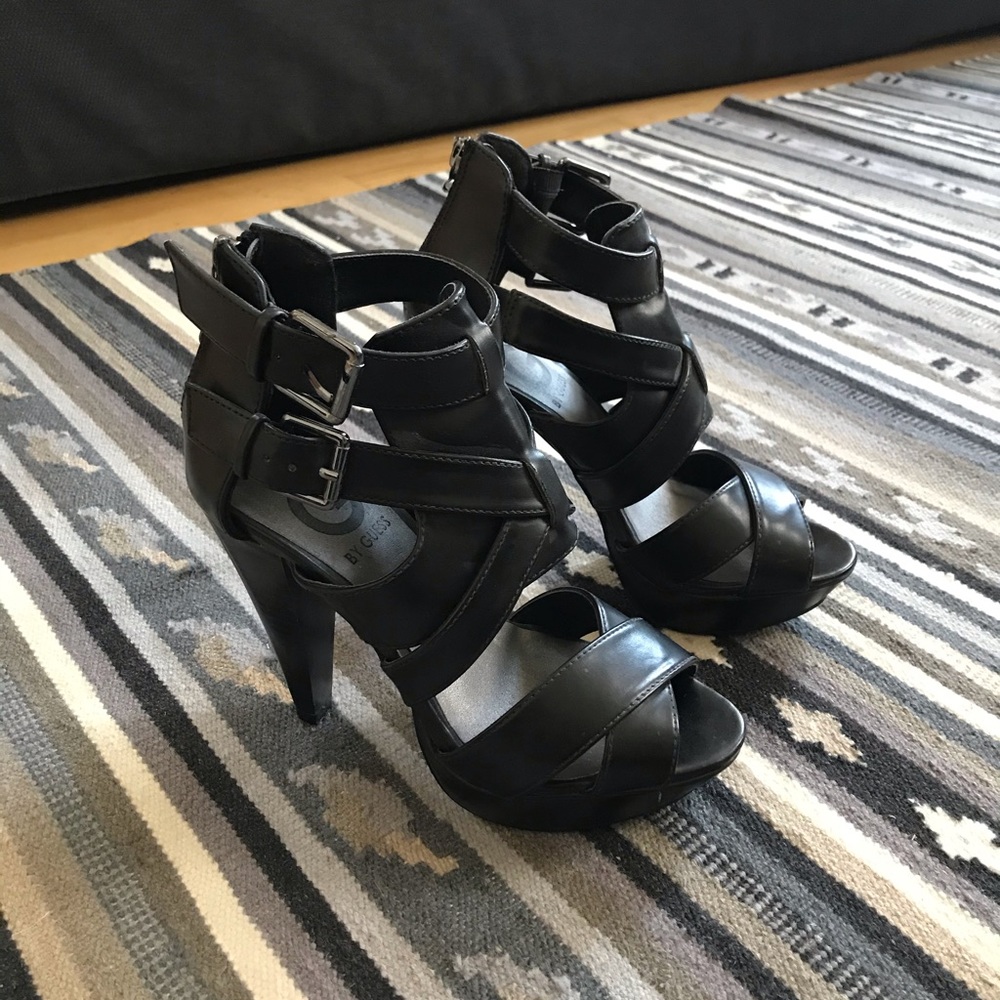 Guess black tall heels, never used, 5.5